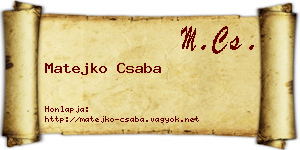 Matejko Csaba névjegykártya