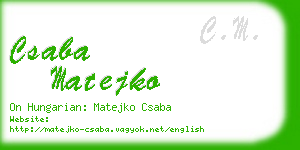 csaba matejko business card